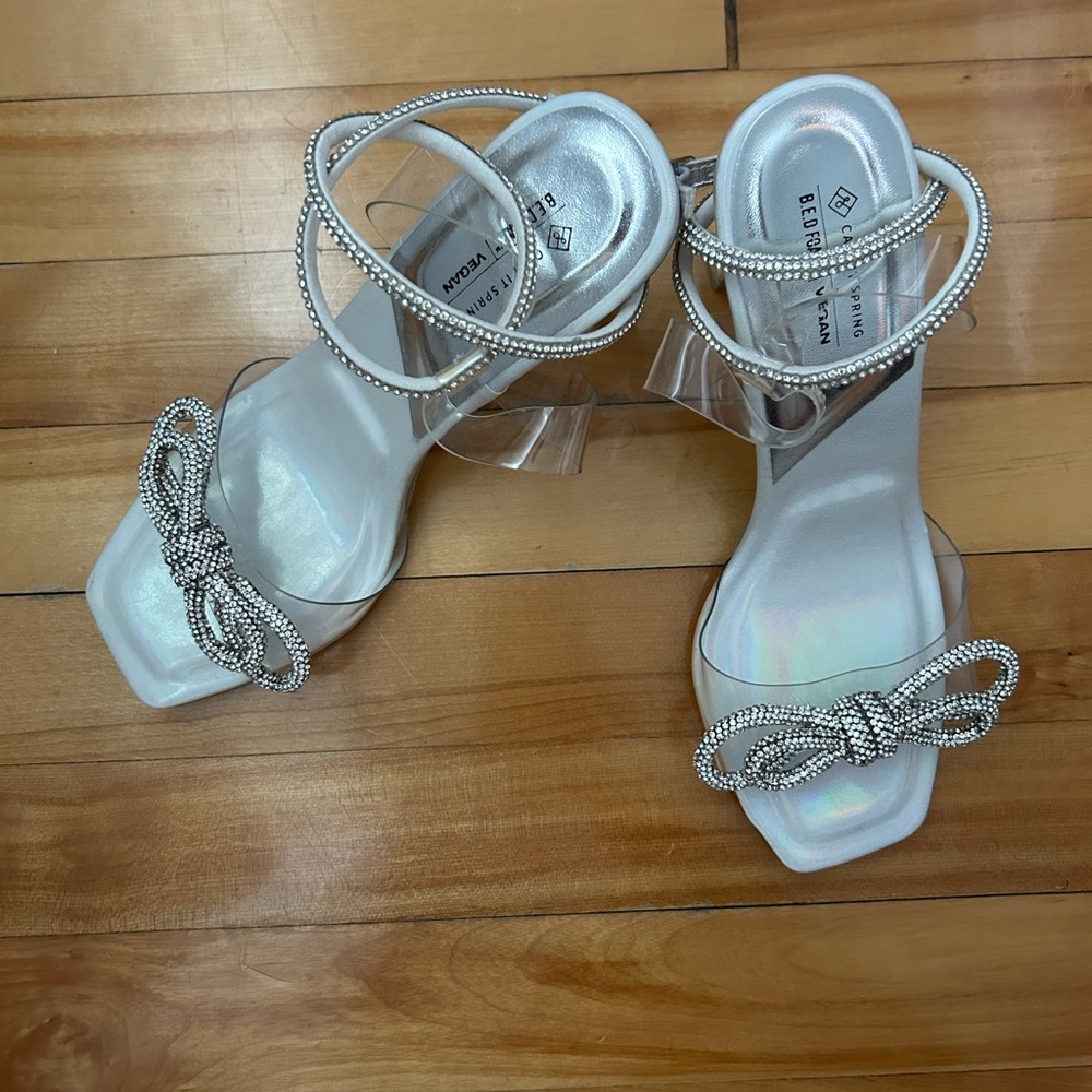 Strappy Heels with Crystal Bow